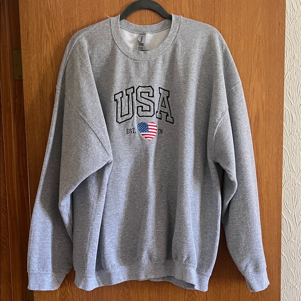 Gildan Gray USA Crewneck Sweater